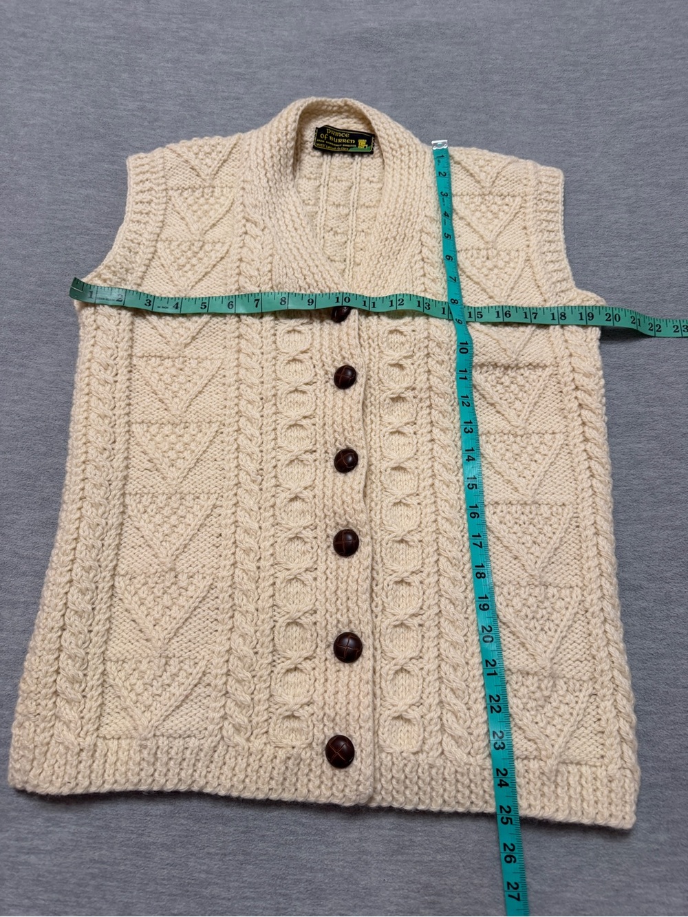 Prince of Burren sz M Aran Knit Sweater Vest Cardigan Womens Hand Made - Picture 4 of 4